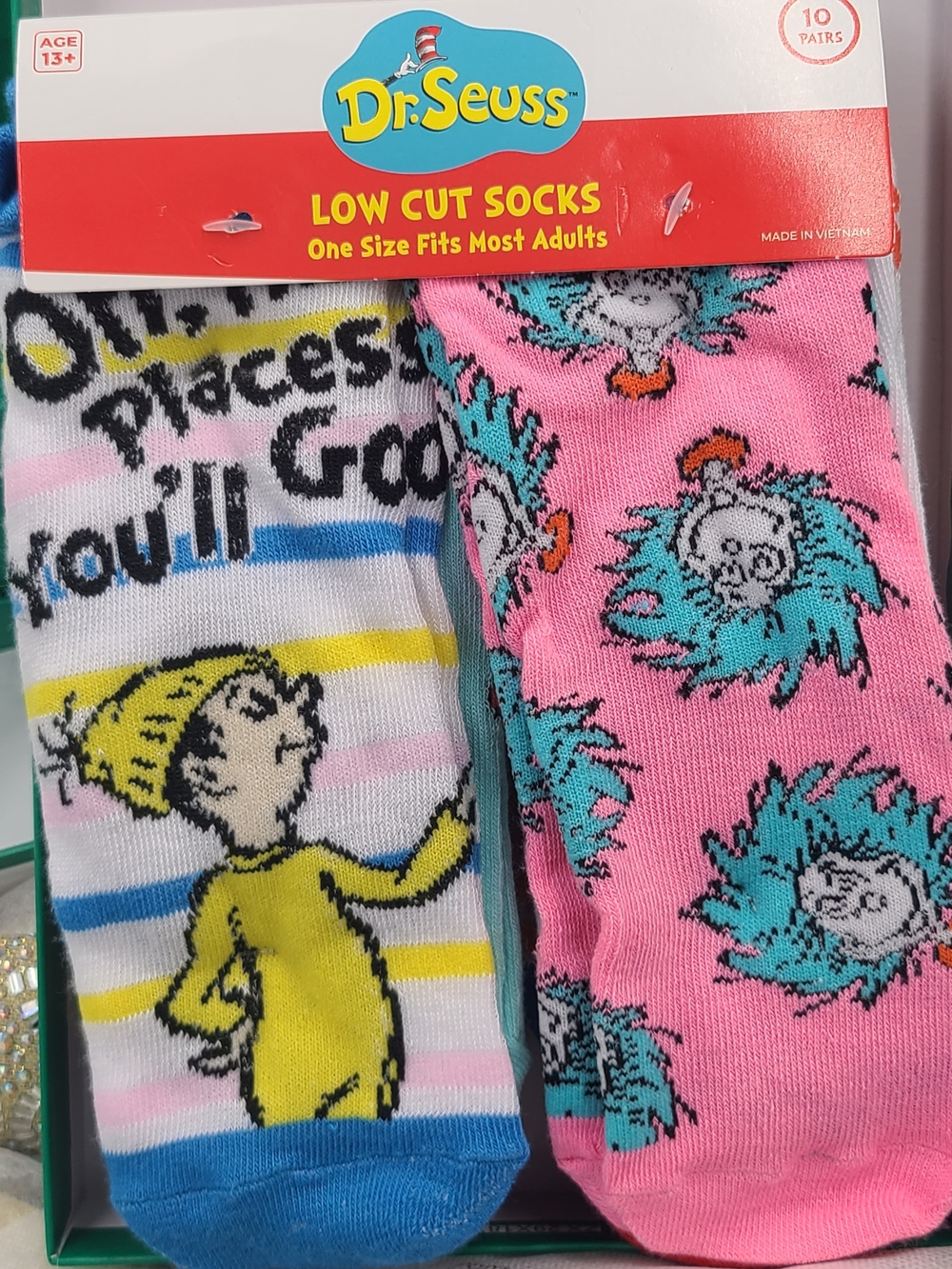 Dr. Seuss Low Cut Socks - Pink & Multicolor (10-Pack)